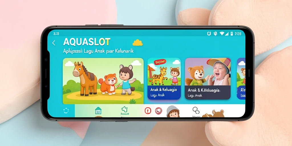 Tampilan antarmuka AQUASLOT yang ramah anak dan menarik.