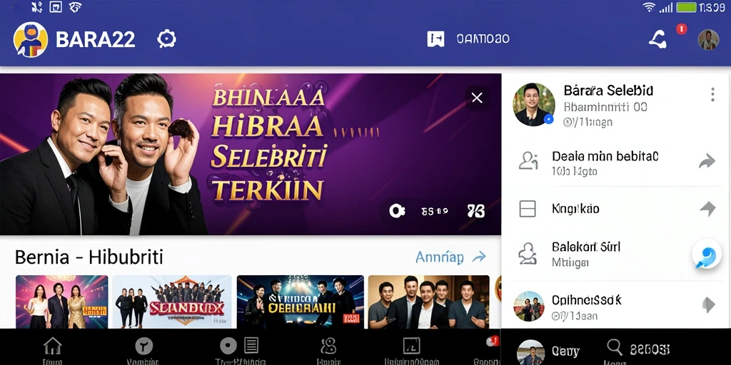Antarmuka BARA22 yang menarik dengan berita selebriti terbaru.