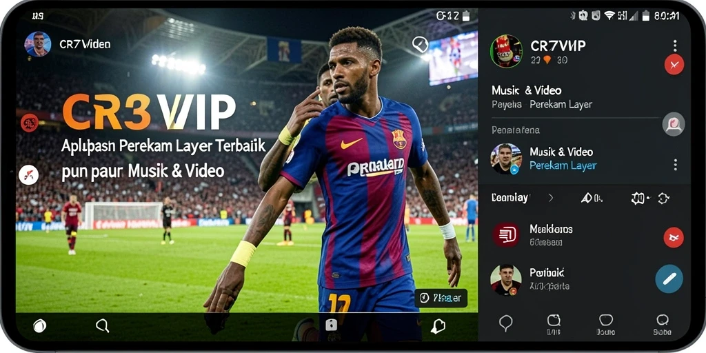 Tampilan antarmuka CR7VIP saat merekam layar dengan fitur unggulan.